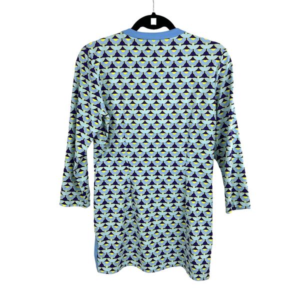 J. McLaughlin Navy & Light Blue Floral Print Catalina Cloth Tunic Top Small - Picture 4 of 4